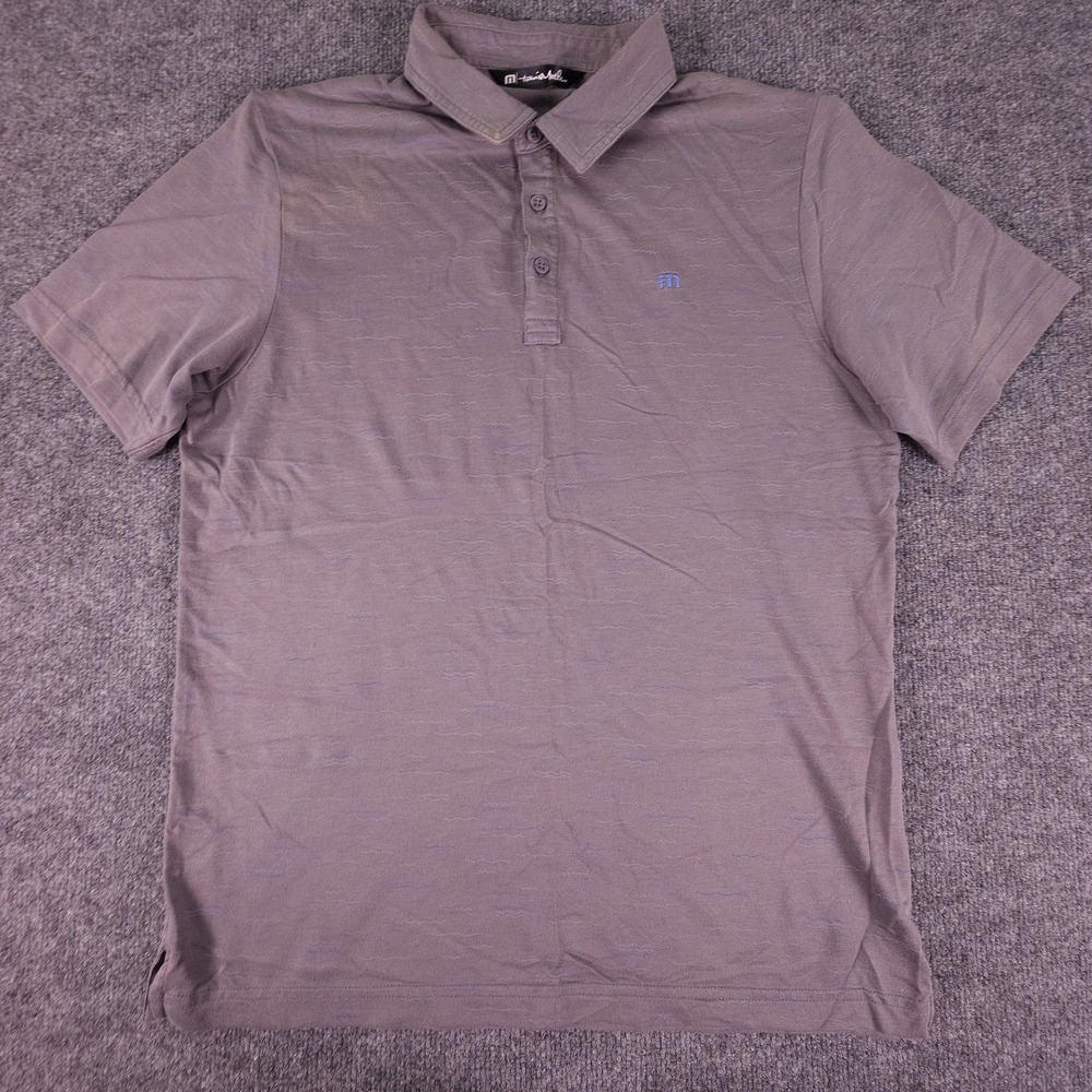 TravisMathew Polo Shirt Mens Medium Gray Golf Short Sleeve Embroidered Logo
